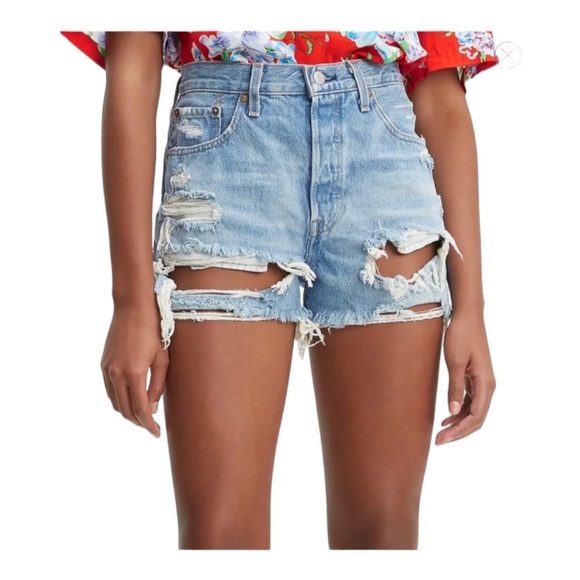 Levi's Pants - NEW Levi’s Denim Shorts Cutoffs Distressed High Rise Button Fly Fault Line 32
